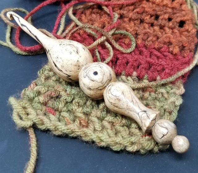 Wooden Crochet Hooks Blue Mahoe Cross Cut Handcrafted NELSONWOOD
