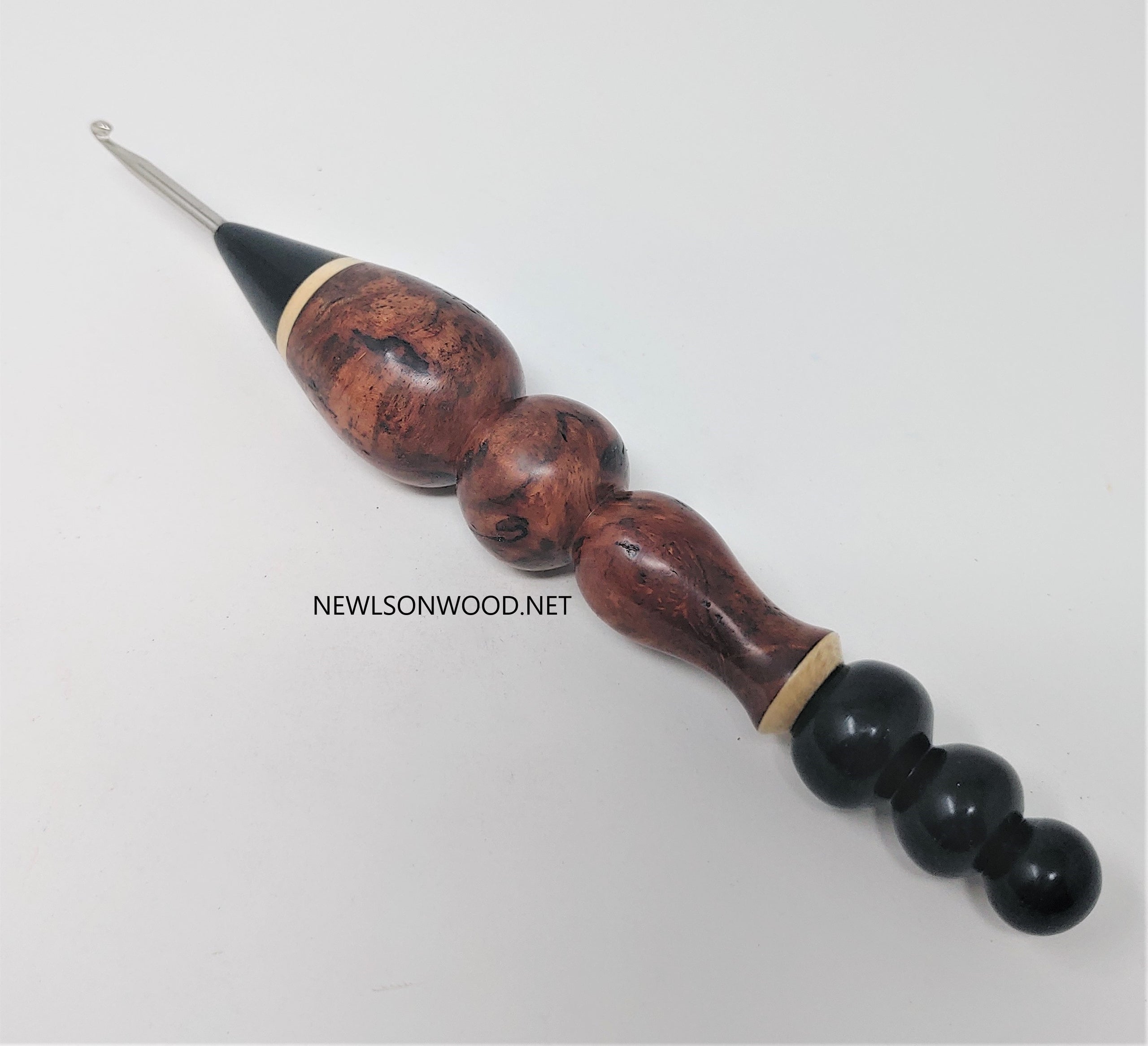 Wooden Crochet Asian Pan Burl with Ebony Handcrafted NELSONWOOD